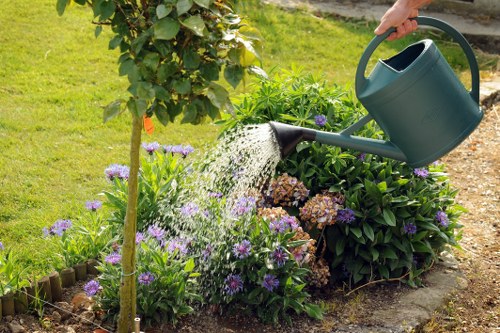 Insured gardening crew working responsibly in an Acton garden